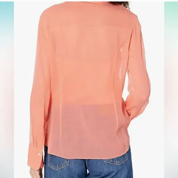 NWT Vince Sheer Crinkled Silk Shirt Style # V936112851 Meduim - Picture 5 of 11